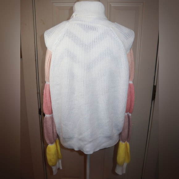 Colorblock Raglan Sleeve High Neck Sweater SIZE SMALL - Picture 3 of 3